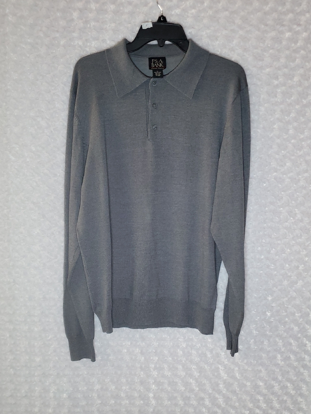 Jos. A. Bank Men's Gray Long Sleeve Polo Sweater Size L